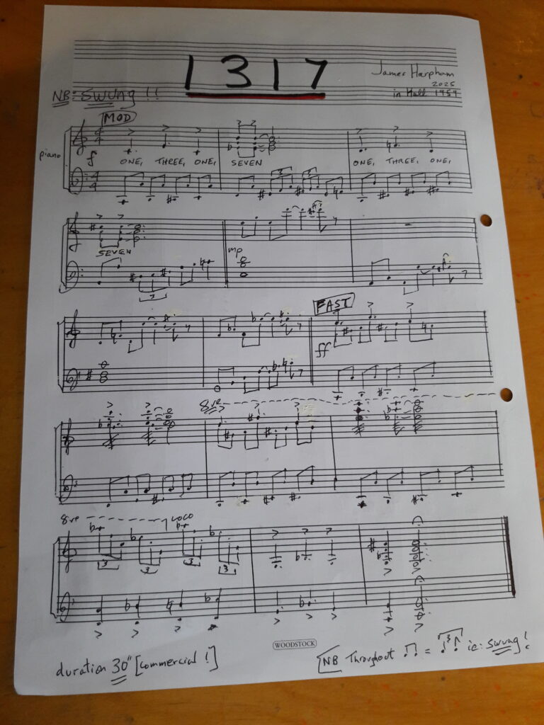 A piece of sheet music arranged by James Harpham for the 1317 Challenge as part of Community and Giving Week. The piece is titled 1317 and is written with 13 17 notation.